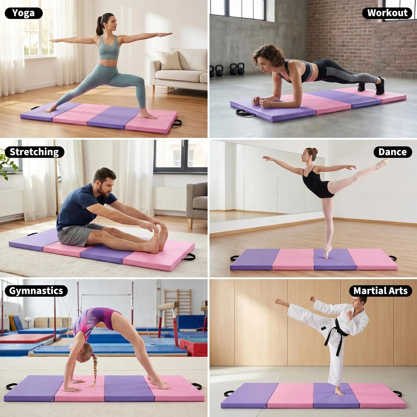 HiMISS Folding Gymnastics Mat 4 Fold Home Gym Exercise