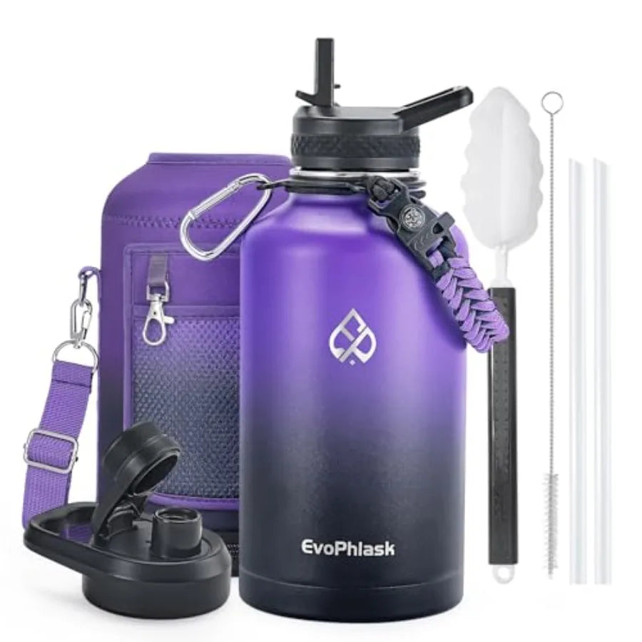 Premium Vacuum Insulated Stainless Steel Water Bottle With Strap