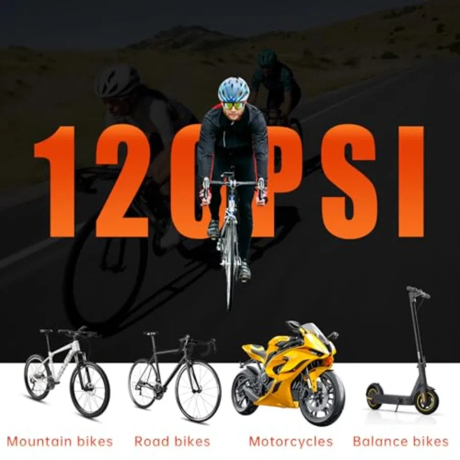 Portable Electric Mini Bike Tire Pump With Digital Gauge