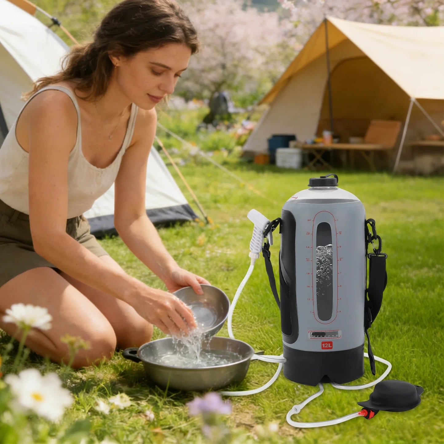 Portable Camping Shower Leakproof Water Bag With Detachable Strap