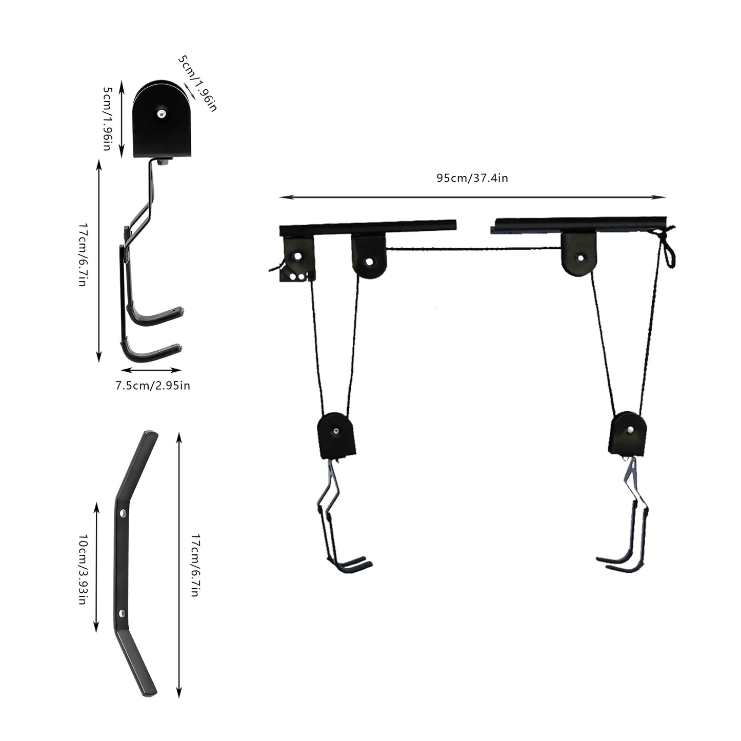 Garage Ceiling Bike Hoist With Pulley System For Space Saving