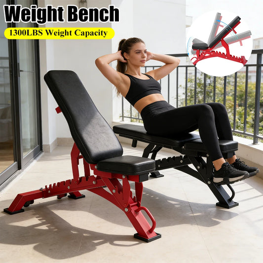 ALIILEE Fitness Equipment Adjustable Workout Bench 1300LBS Weight Capacity