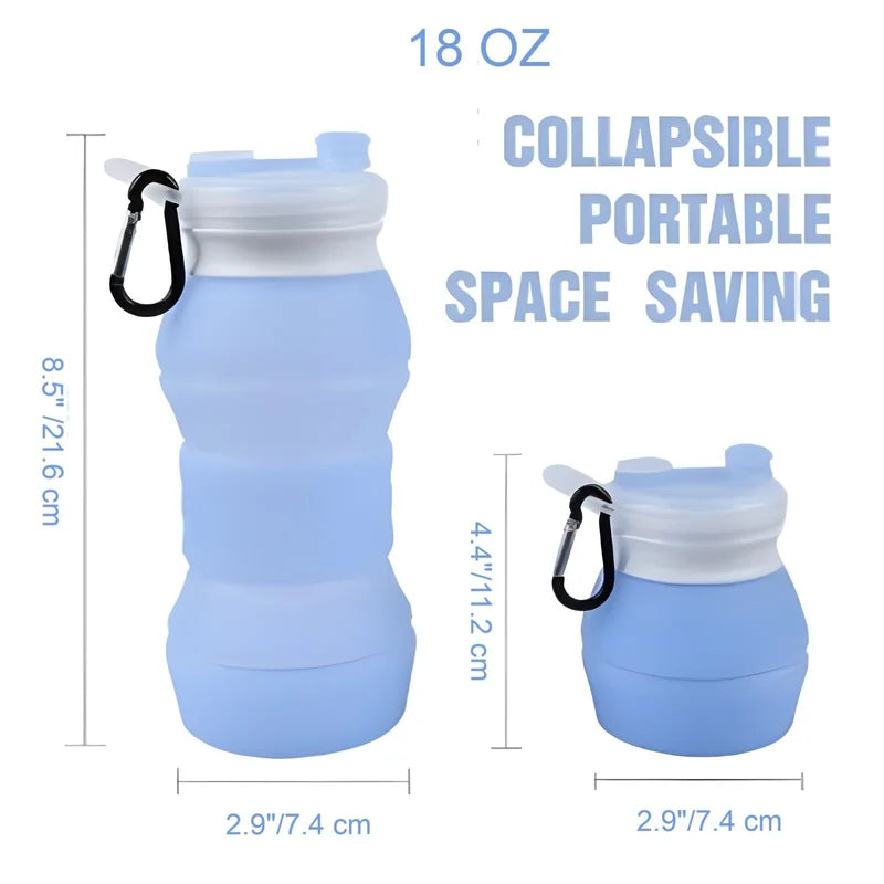 Collapsible BPA Free Silicone Water Bottle Foldable Travel Bottle