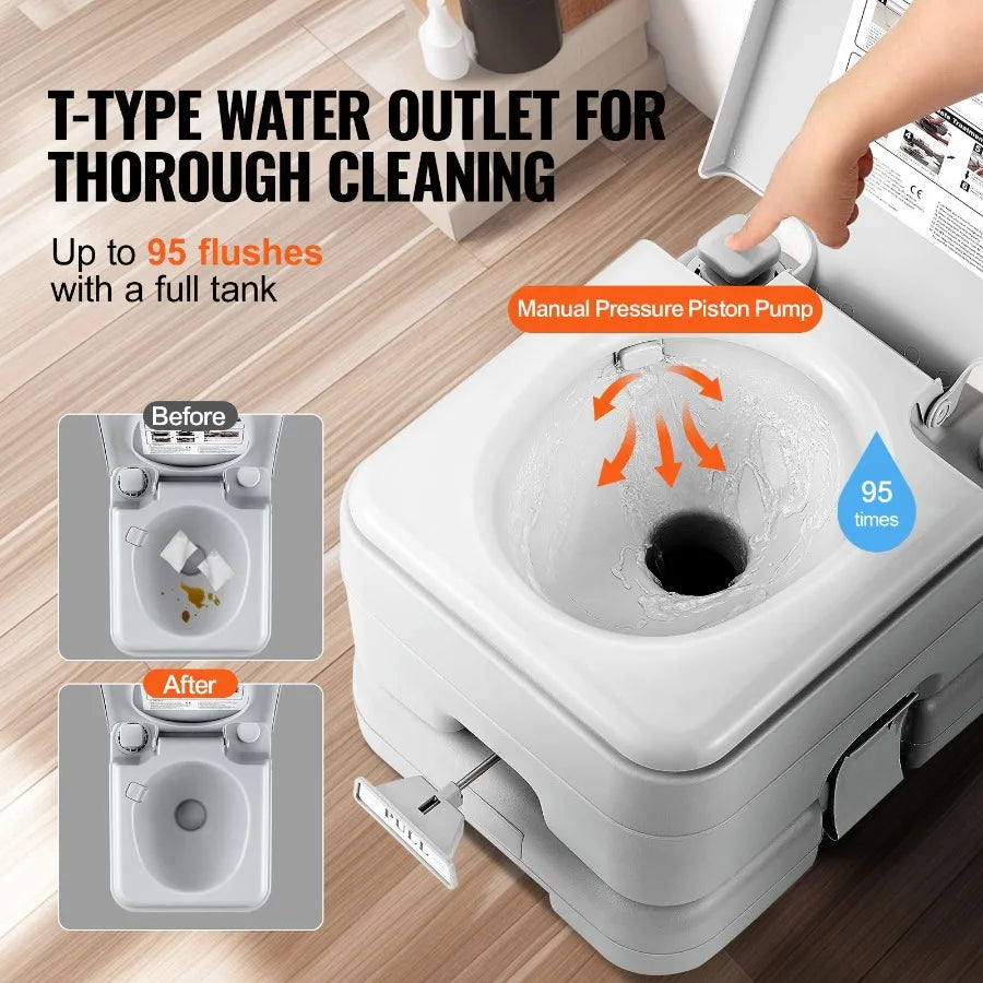 Portable Camping Toilet With Pressurized Flush Carry Bag For RV