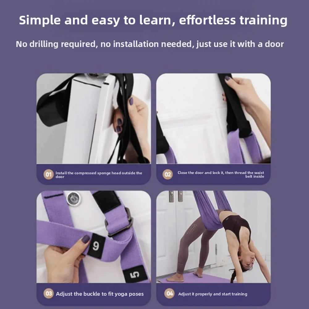 Adjustable Aerial Yoga Strap for Door Hanging and Flexibility Training