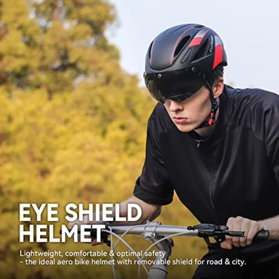 Adults Bike Helmet With Magnetic Goggles And USB Taillight