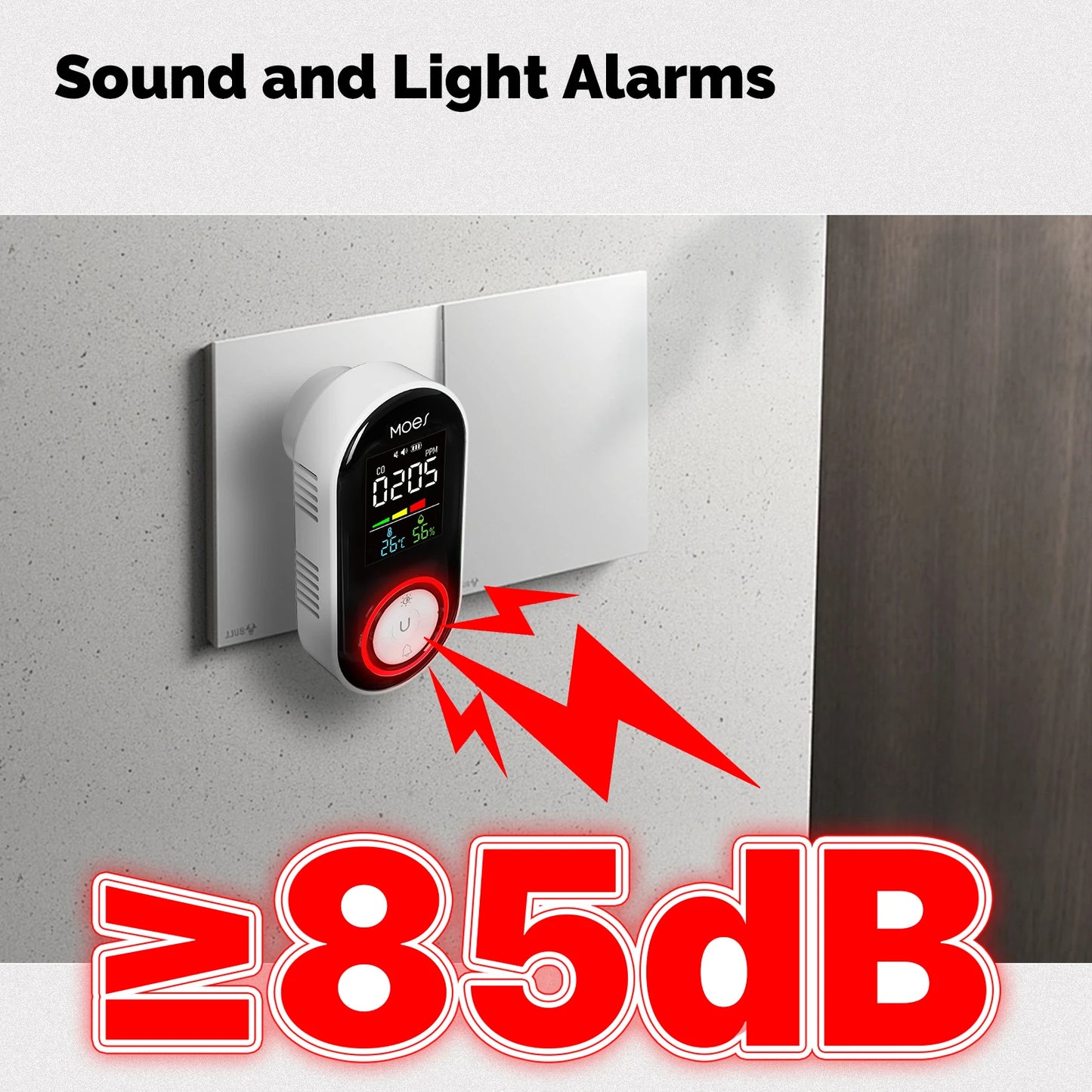 MOES CO Smoke Gas Detector Alarm Carbon Monoxide Sensor With LED Display