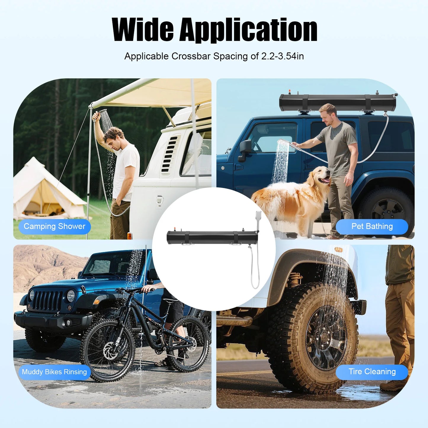 Roof Rack Camping Shower With Pressurized Water Tank Hose