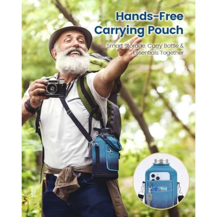 Premium Vacuum Insulated Stainless Steel Water Bottle With Strap