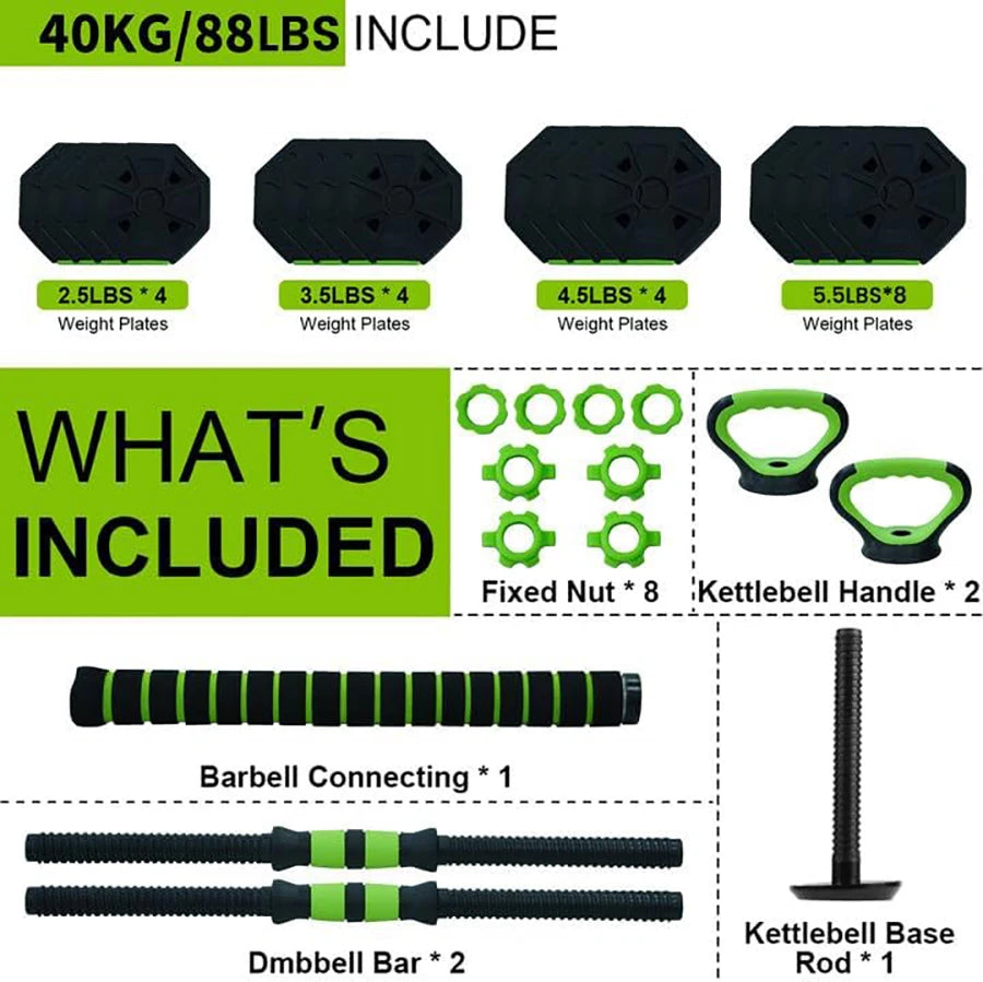 HiMISS 4 In 1 Adjustable Kettlebell Dumbbell Set For Gym