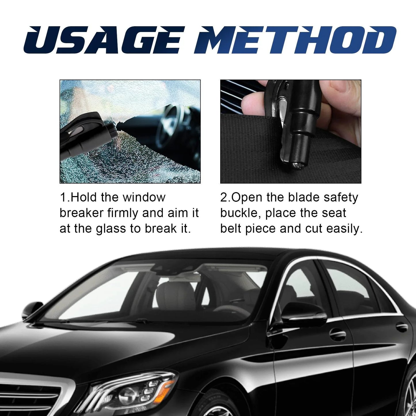 Emergency Car Escape Tool With Seatbelt Cutter And Window Breaker