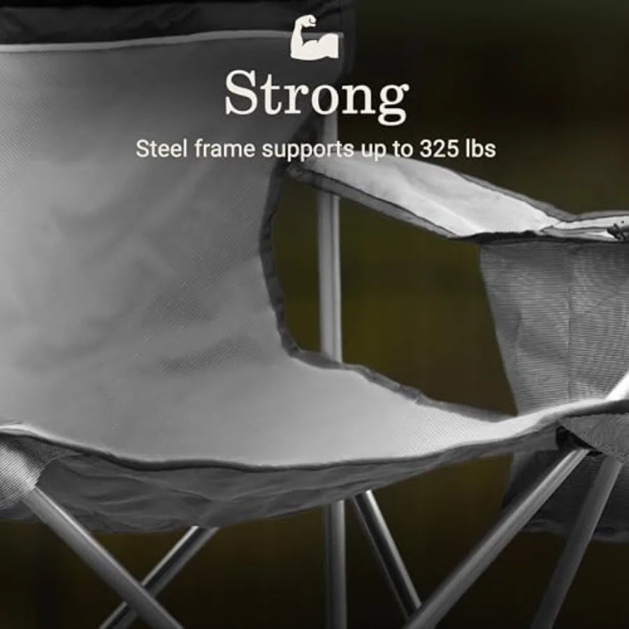 Portable Camping Chair With Four Can Cooler Cushioned Seat And Cup Holder