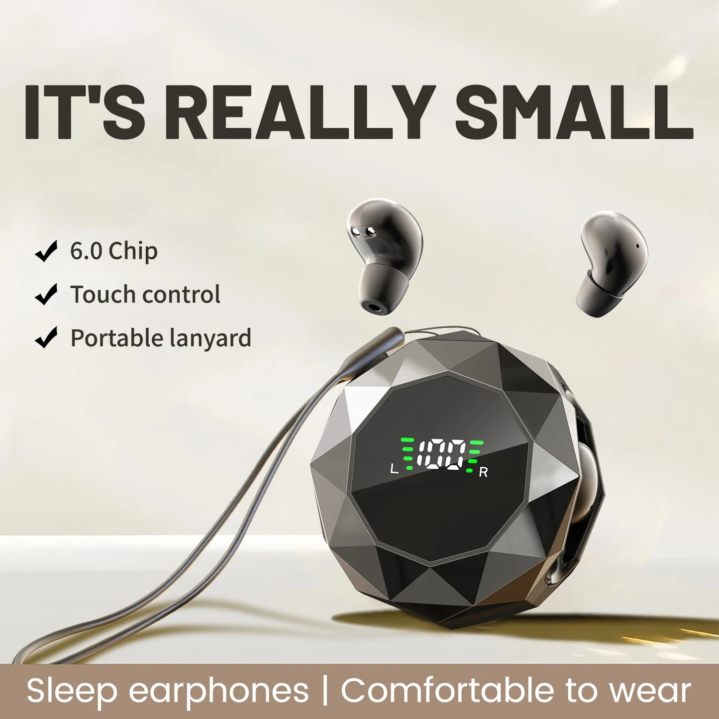 Shuke Mini Wireless Sleep Earbuds Bluetooth Active Noise Cancelling Headphones