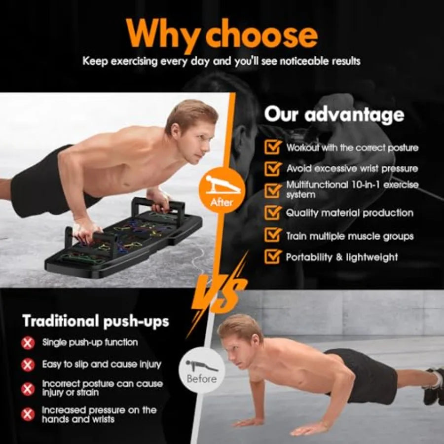 Push Up Board Home Gym Fitness Kit With Resistance Bands