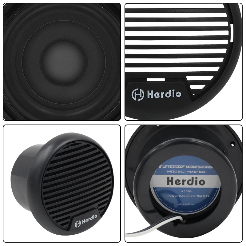 Herdio 140W Two Way Marine Waterproof Stereo Speaker System
