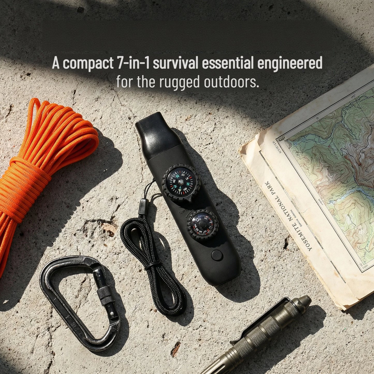 7-In-1 Survival Emergency Whistle With Compass And Lanyard