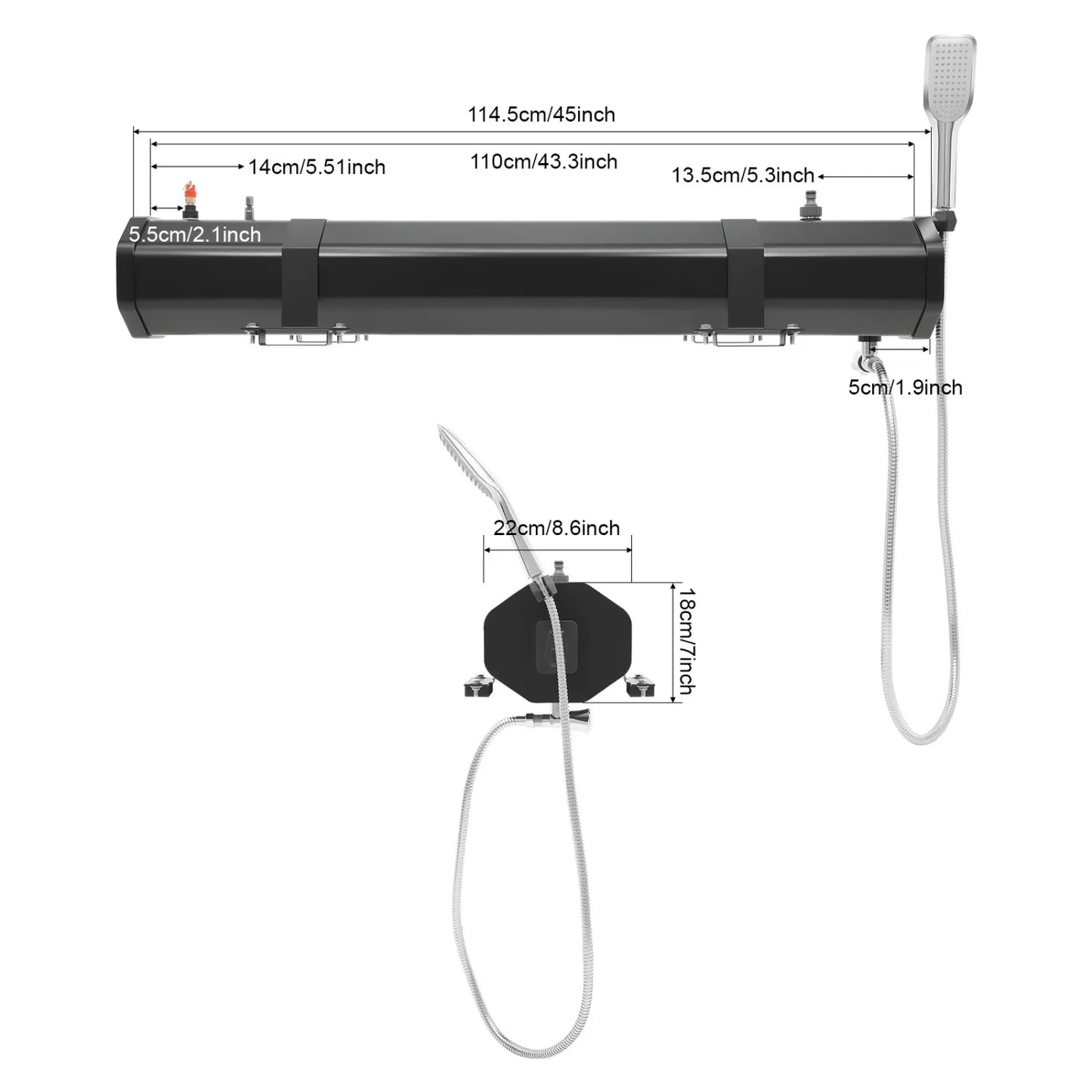 Outdoor Portable Shower Set With Roof Rack Mount 60 Celsius