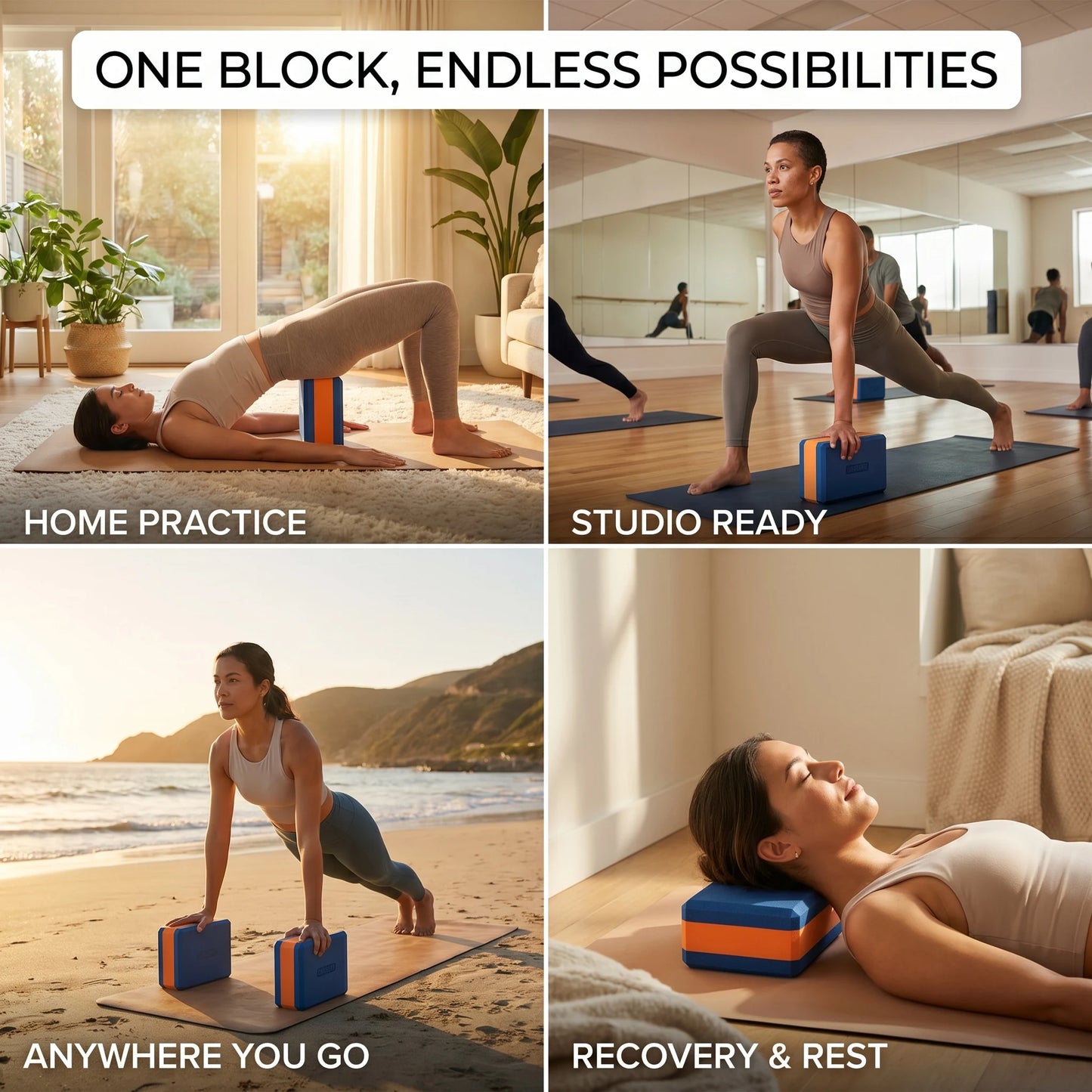 HAPBEAR Yoga Blocks 2 Pack High Density EVA Foam NonSlip