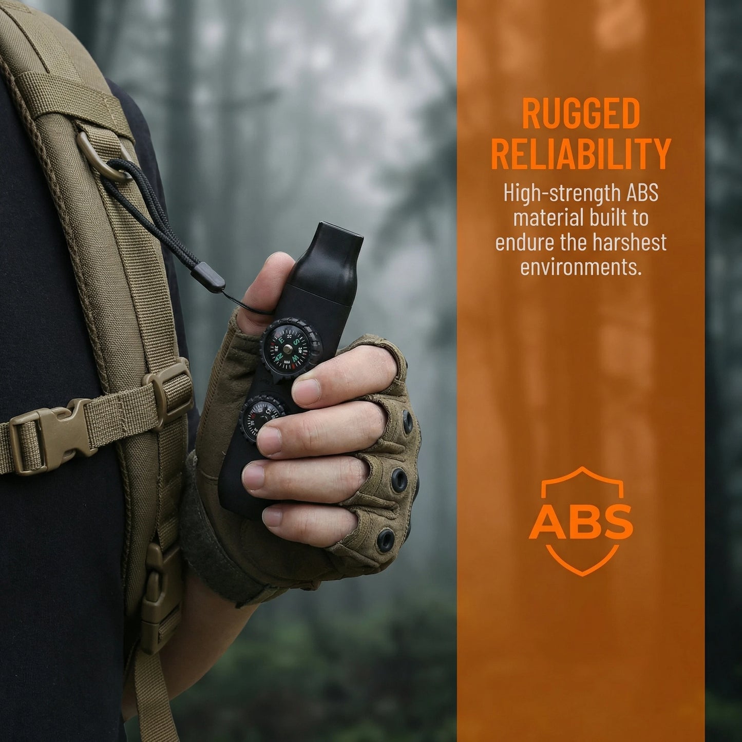 7-In-1 Survival Emergency Whistle With Compass And Lanyard