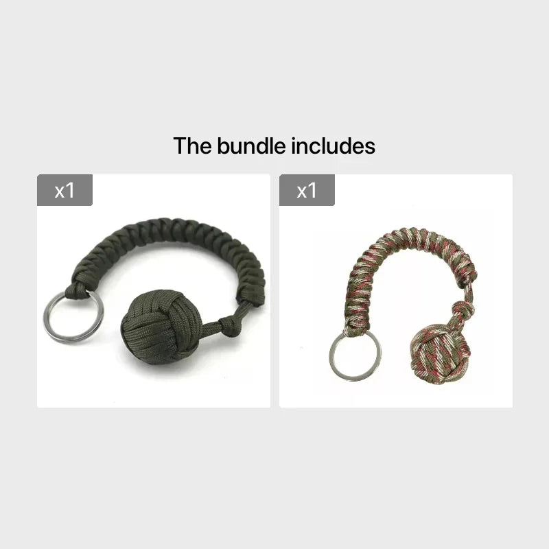 Self Defense Umbrella Rope Monkey Fist Steel Ball Lanyard Survival