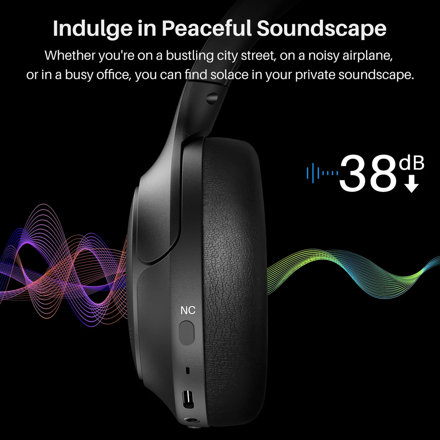 TOZO Refurbished HiRes Over Ear Headphones With ANC Wireless
