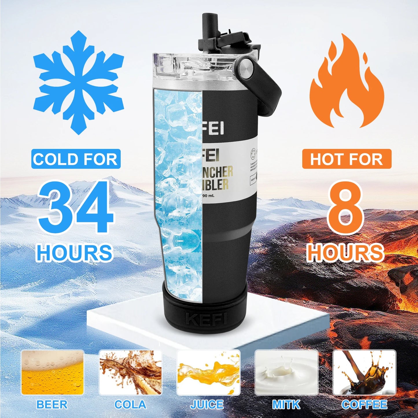 Stainless Steel Double Wall Insulated Tumbler With Lid And Straw
