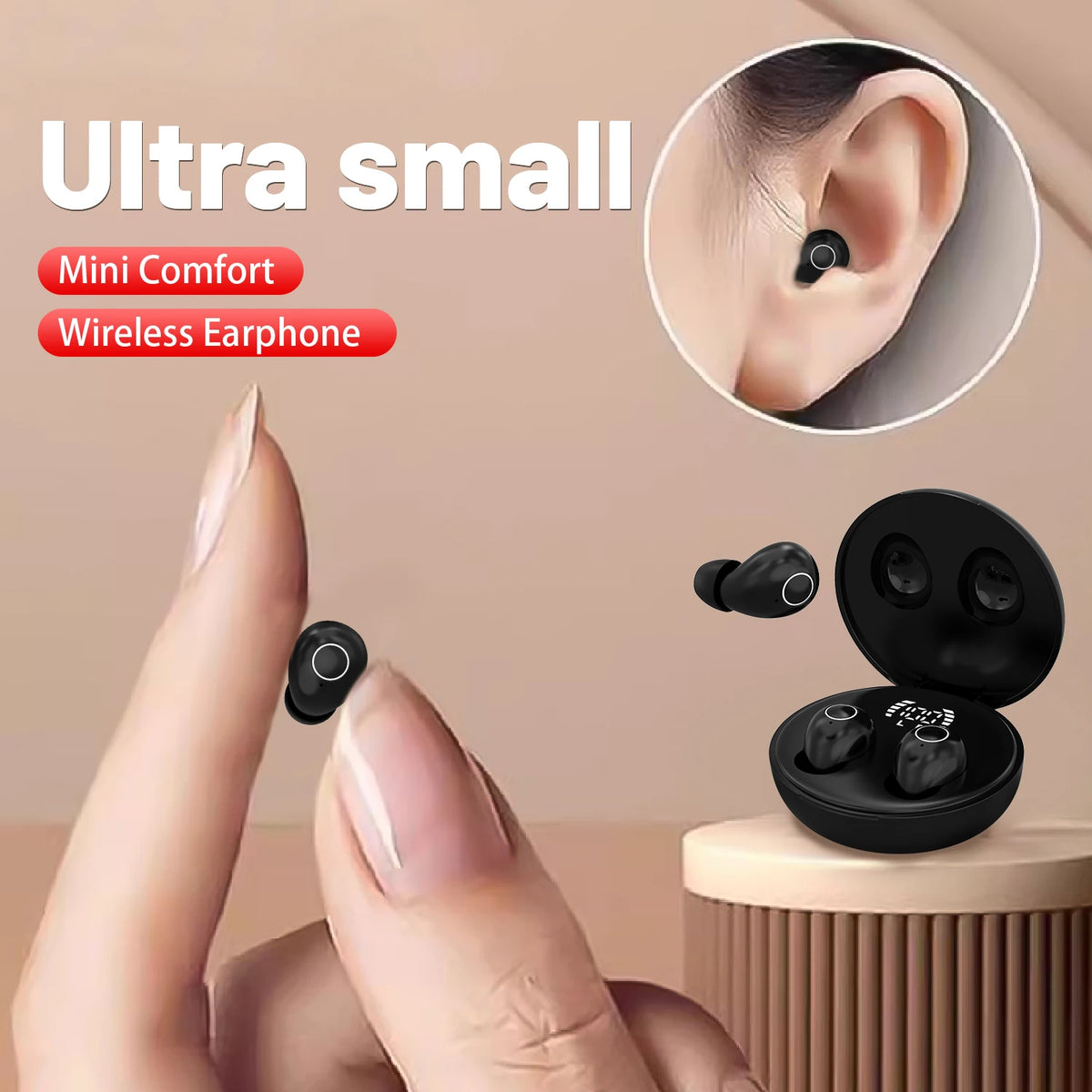 SHUKE Invisible Wireless Bluetooth Sleeping Earbuds With Noise Cancellation