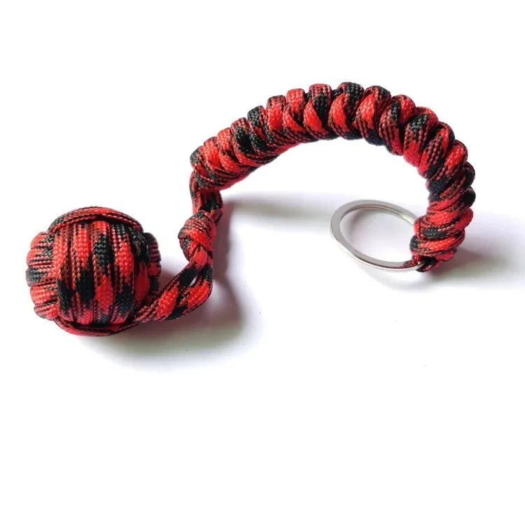 Self Defense Umbrella Rope Monkey Fist Steel Ball Lanyard Survival