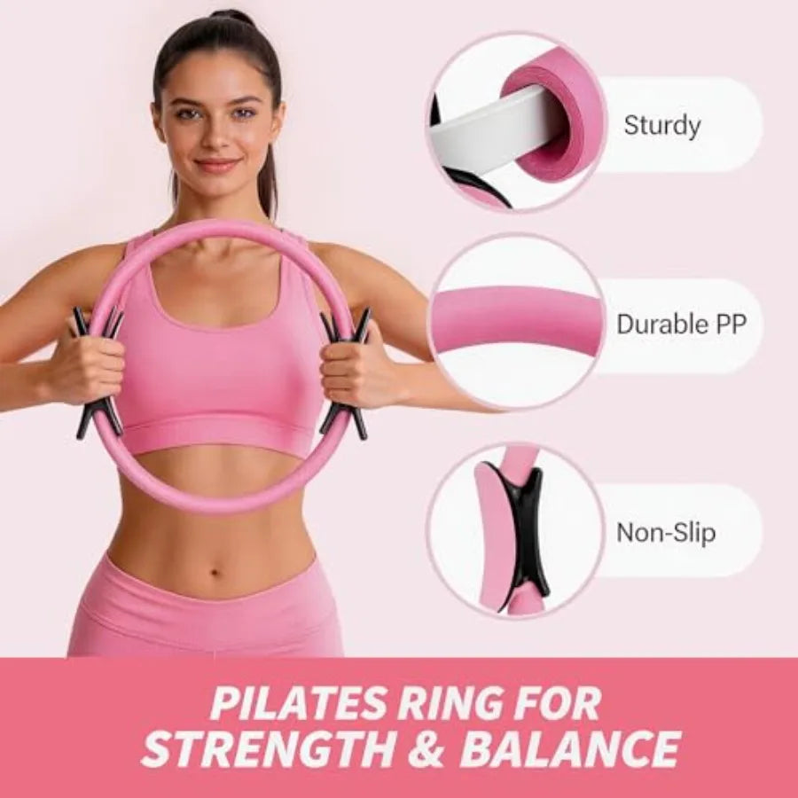 18-Piece Ultimate Home Pilates Circle Kit With Ring Ball Mat