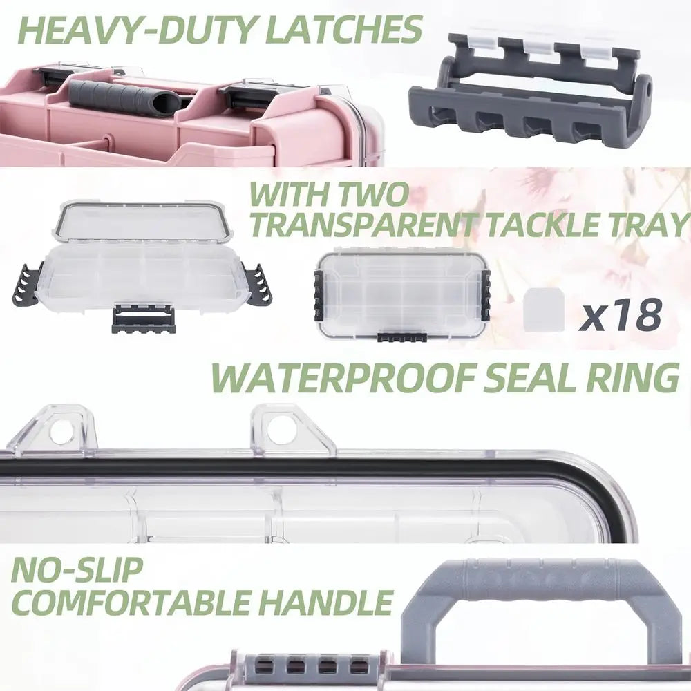 Portable Waterproof Fishing Tackle Box With Double Compartments