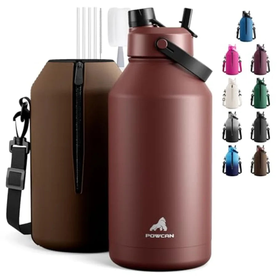 Leakproof Insulated Water Bottle With Straw And Spout Lid