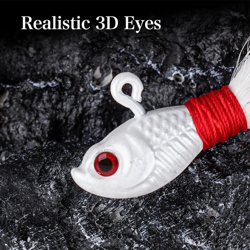 Bucktail Jig Heads Lures 3 Pcs Saltwater Freshwater Walleye Bass