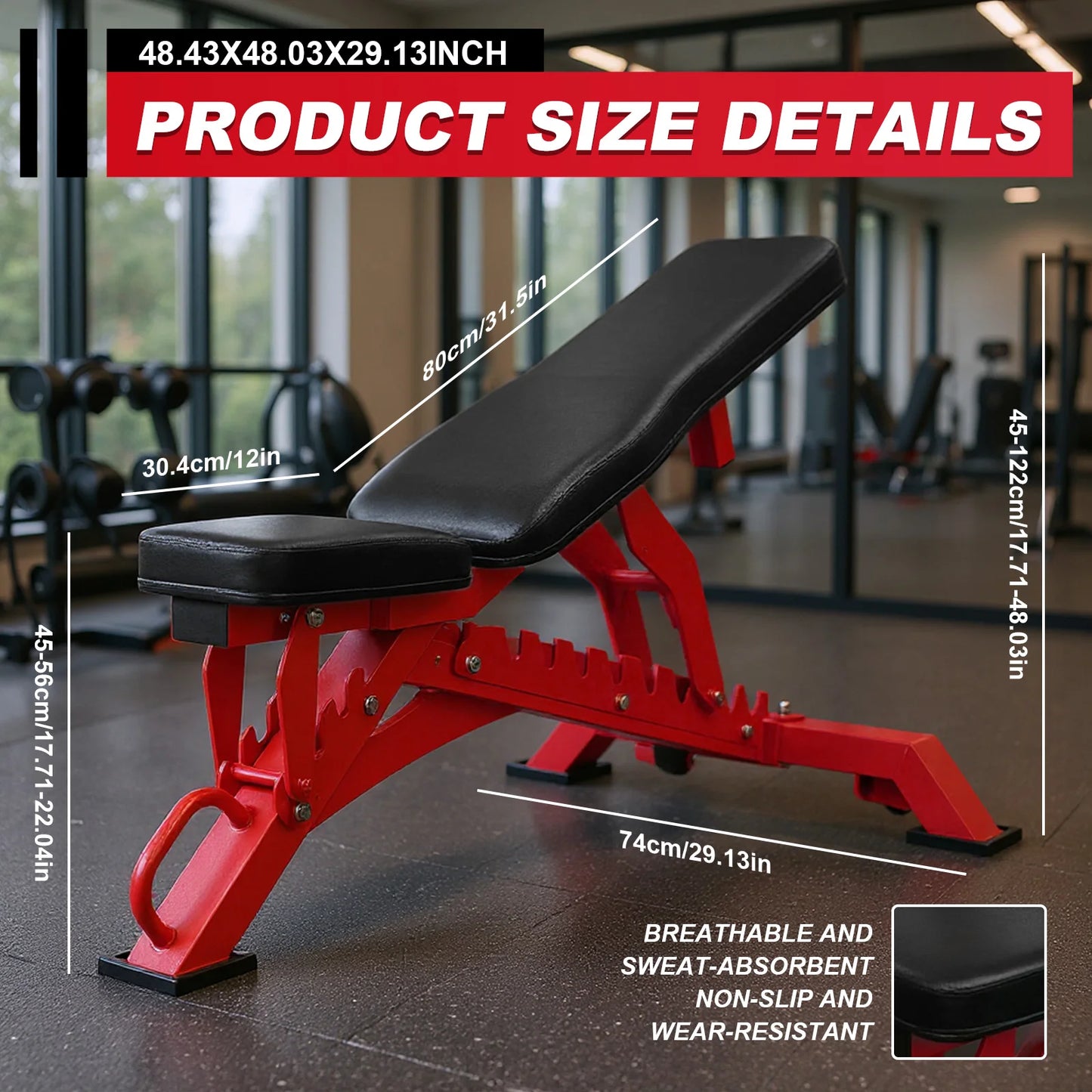 ALIILEE Fitness Equipment Adjustable Workout Bench 1300LBS Weight Capacity