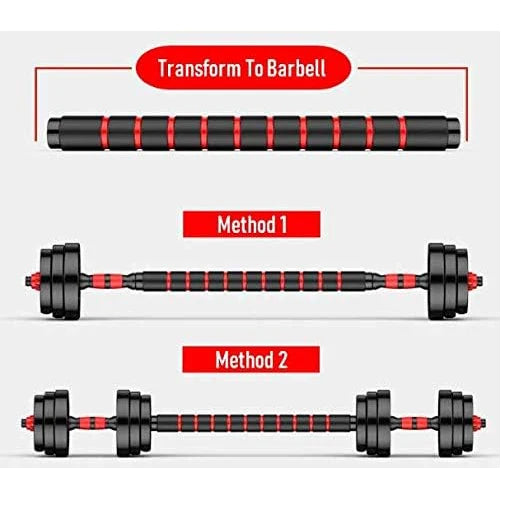 2-In-1 Adjustable Dumbbell And Barbell Set For Home Gym