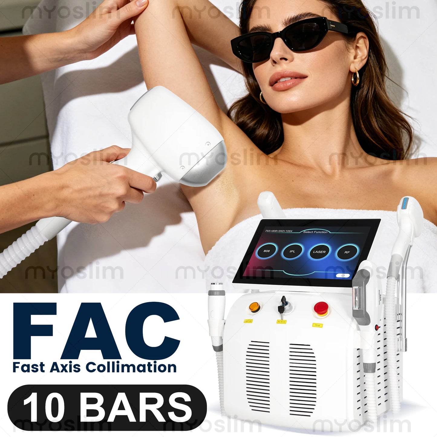 Myoslim 5000W RF 808 Diode IPL Hair Removal Machine 4in1