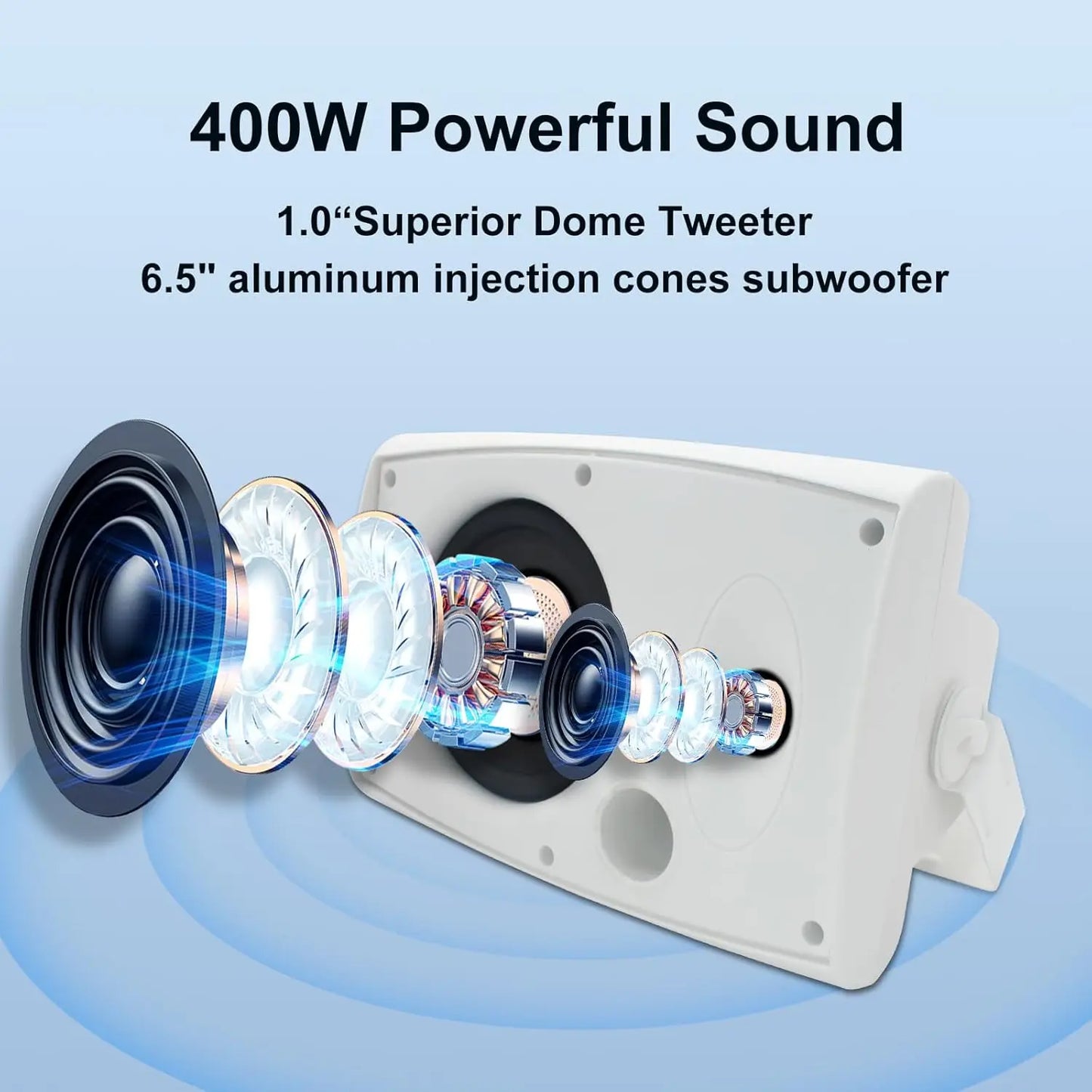 Herdio Outdoor Passive Wall Mount Speakers 400W Waterproof