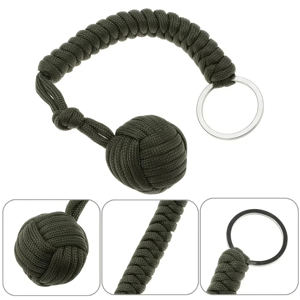 Self Defense Umbrella Rope Monkey Fist Steel Ball Lanyard Survival