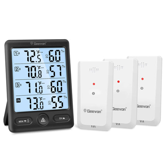 GeeVon Indoor Outdoor Thermometer With 3 Remote Sensors