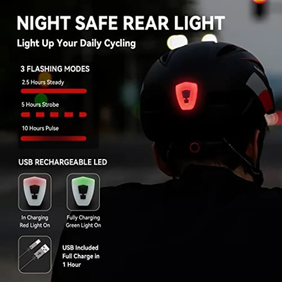 Adults Bike Helmet With Magnetic Goggles And USB Taillight