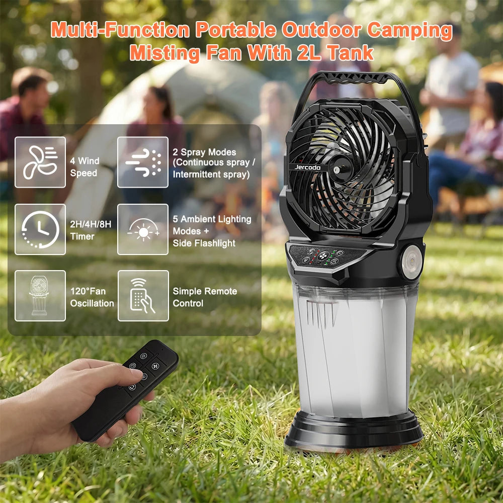Portable Misting Fan With Rechargeable Battery And RGB Lights