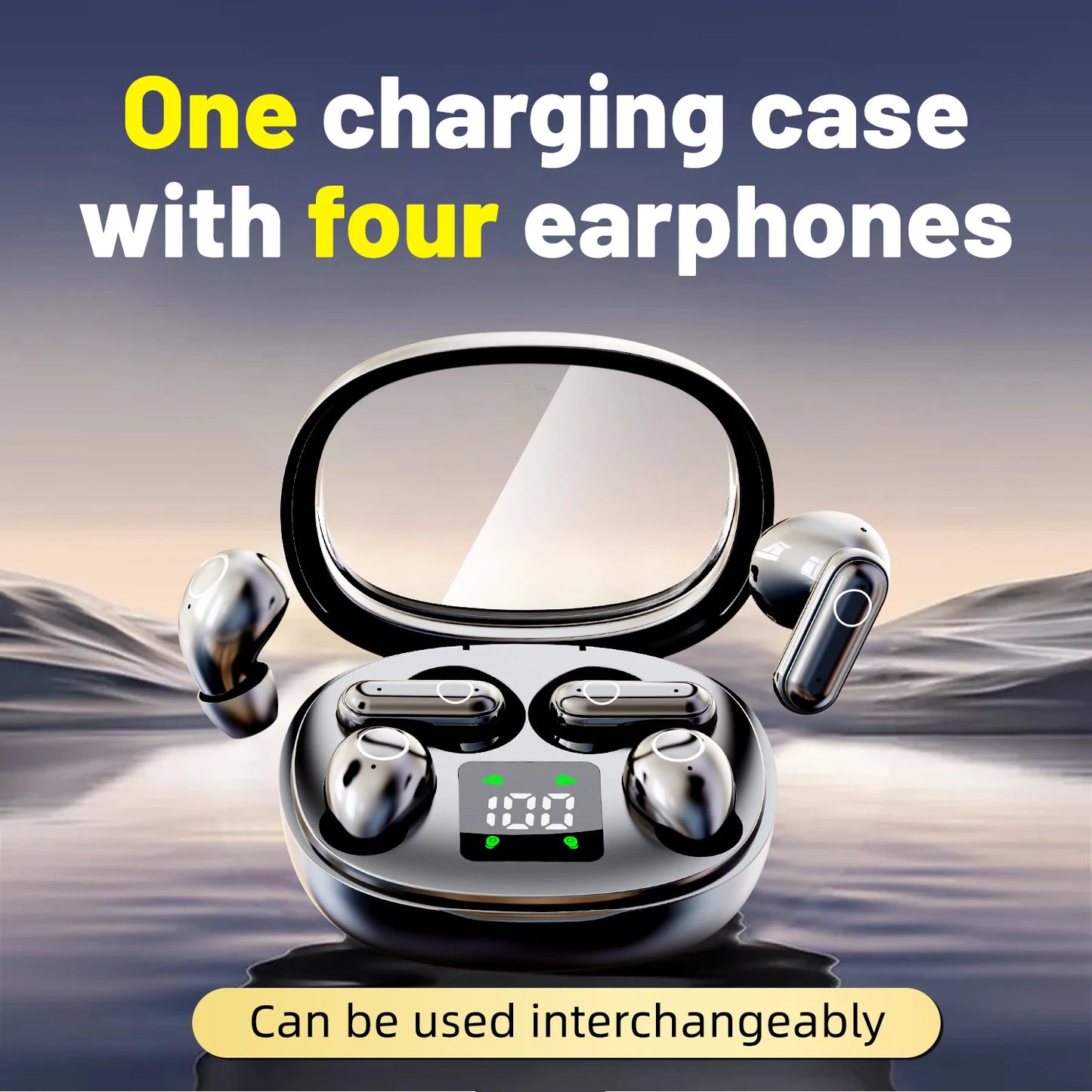 SHUKE 2in1 Wireless Bluetooth Earbuds With Noise Cancelling Battery Life