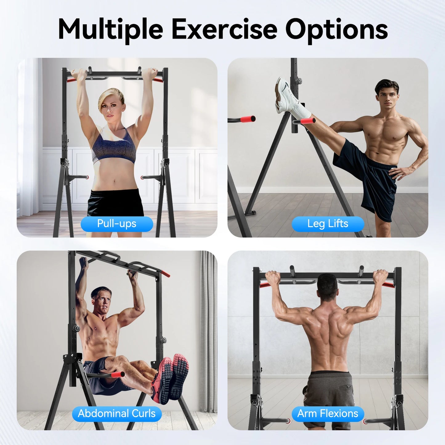 Adjustable Pull Up Bar 200kg Foldable Home Gym Multi-Function Training