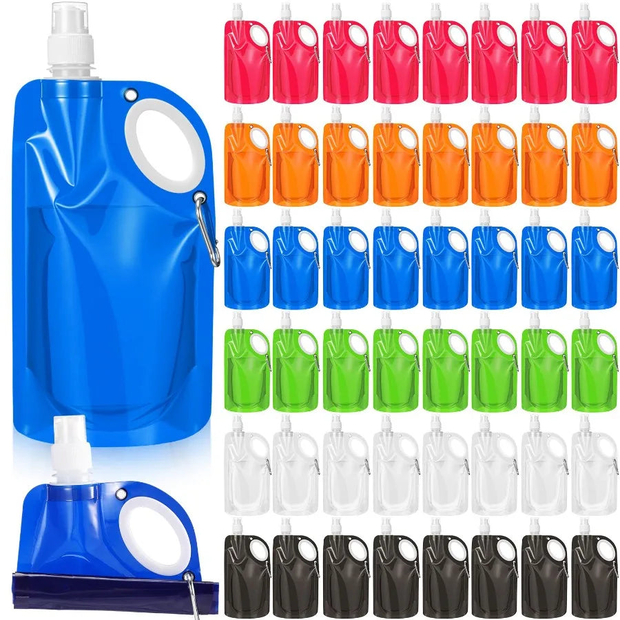 Foldable Collapsible Water Bottle With Carabiner Reusable Leak Proof