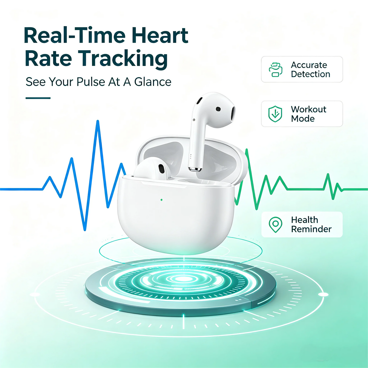 ZZLOVE Wireless Noise Cancelling Bluetooth Sport Earbuds With Charging Case