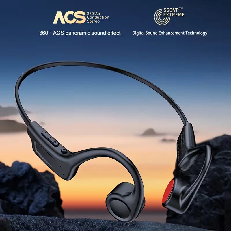 Open Ear Bone Conduction Wireless Headphones With Built In Mic