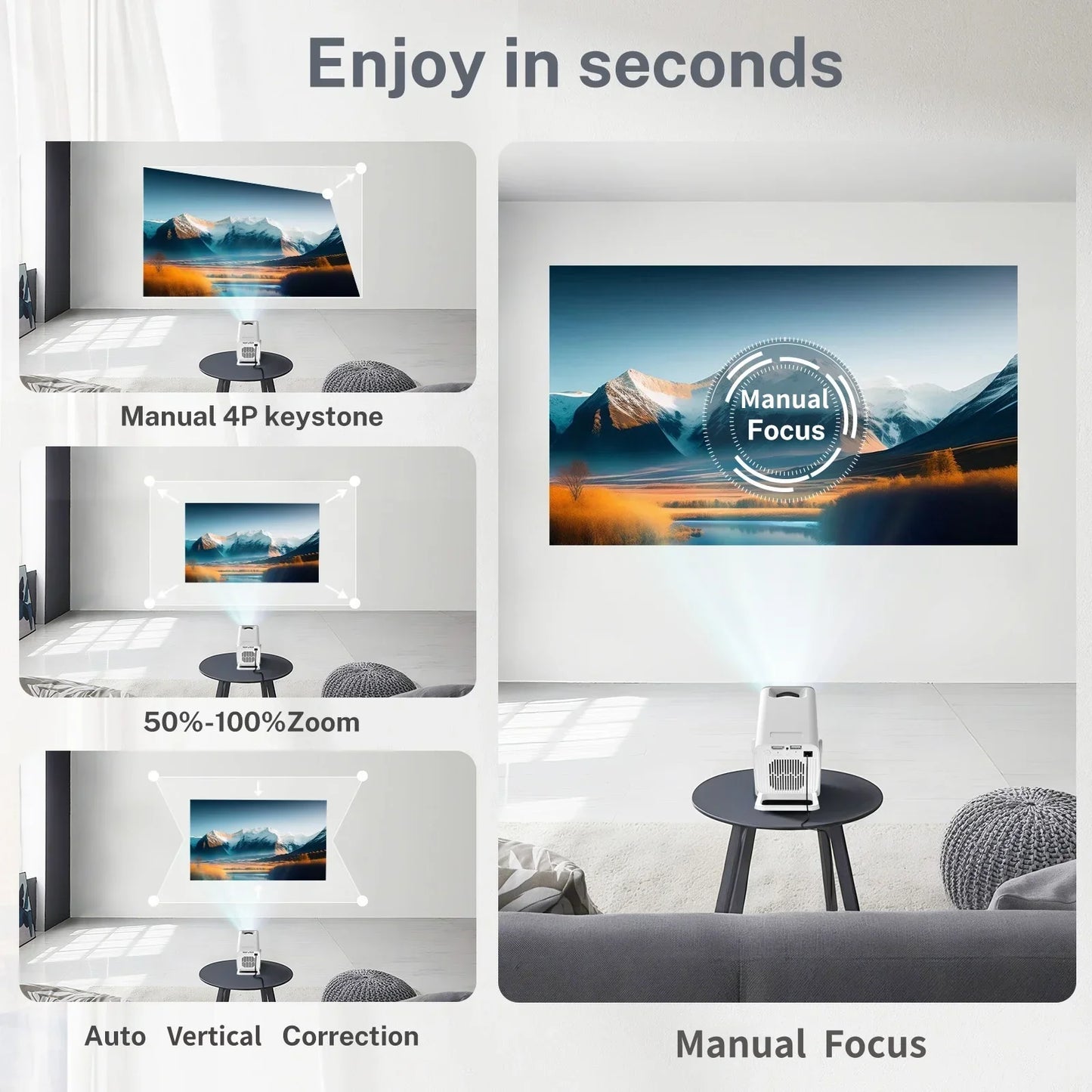 LynCast Smart Mini Projector 1080P 4K Android TV WiFi6 BT54