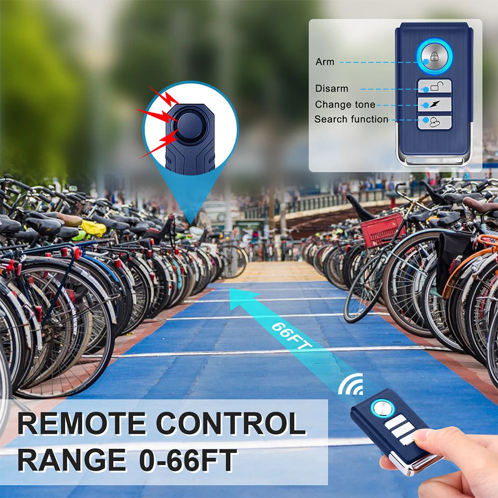 WSDCAM 113dB Bike Anti-Theft Alarm With Remote Sensor