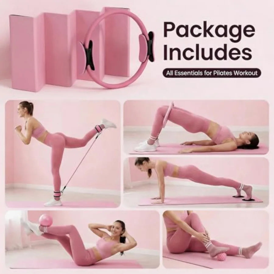 18-Piece Ultimate Home Pilates Circle Kit With Ring Ball Mat