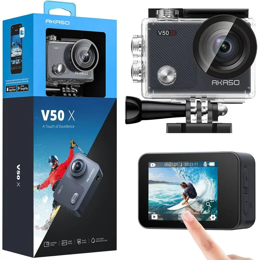 4K Action Camera With EIS Touch Zoom Waterproof External Mic