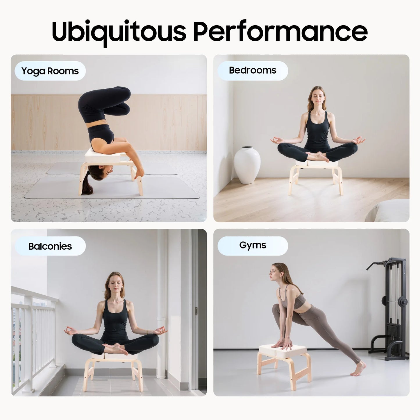 Wood Yoga Headstand Bench Stool Inversion Chair For Fatigue Relief
